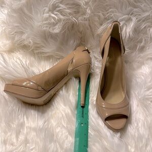 Michael Khors Hamilton Open Toe Patent Platform Heels
